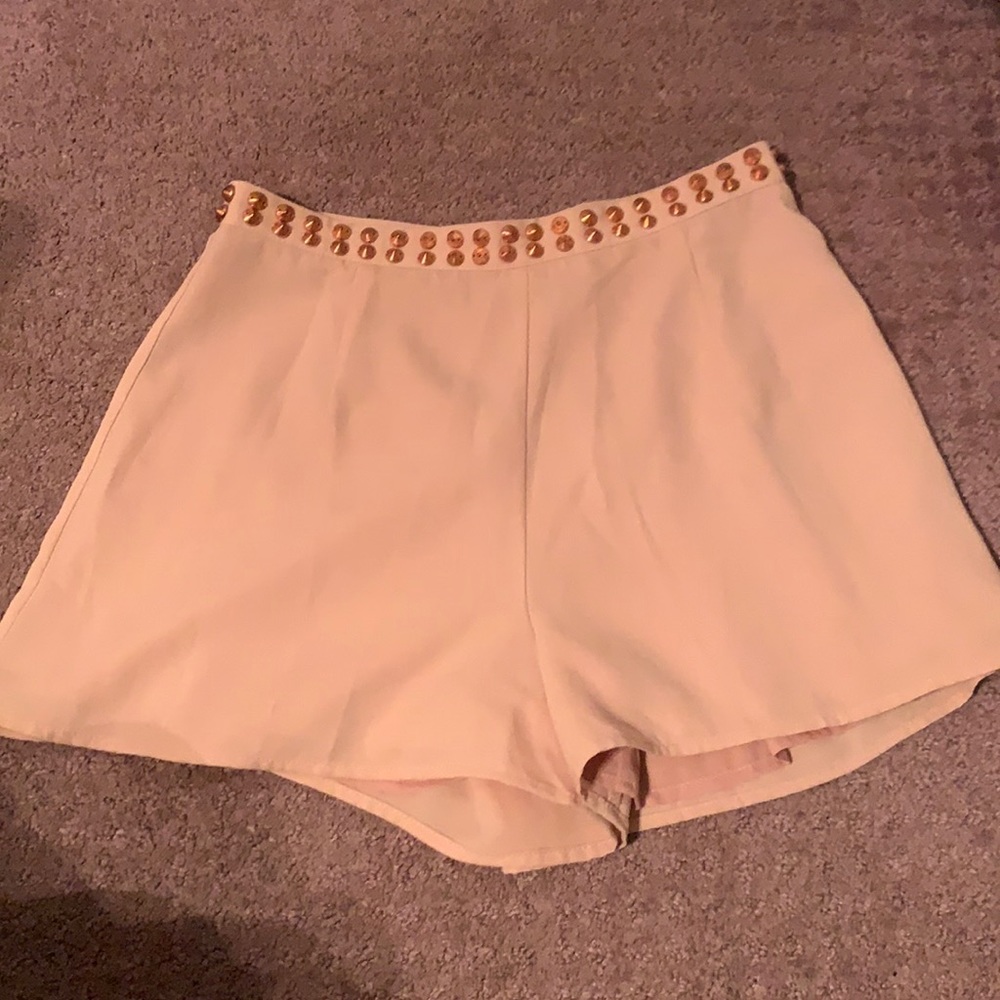 Pink studded high waisted shorts